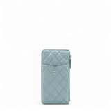 Caviar Quilted Classic Flat Wallet Pouch Light Blue