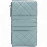 Caviar Quilted Classic Flat Wallet Pouch Light Blue