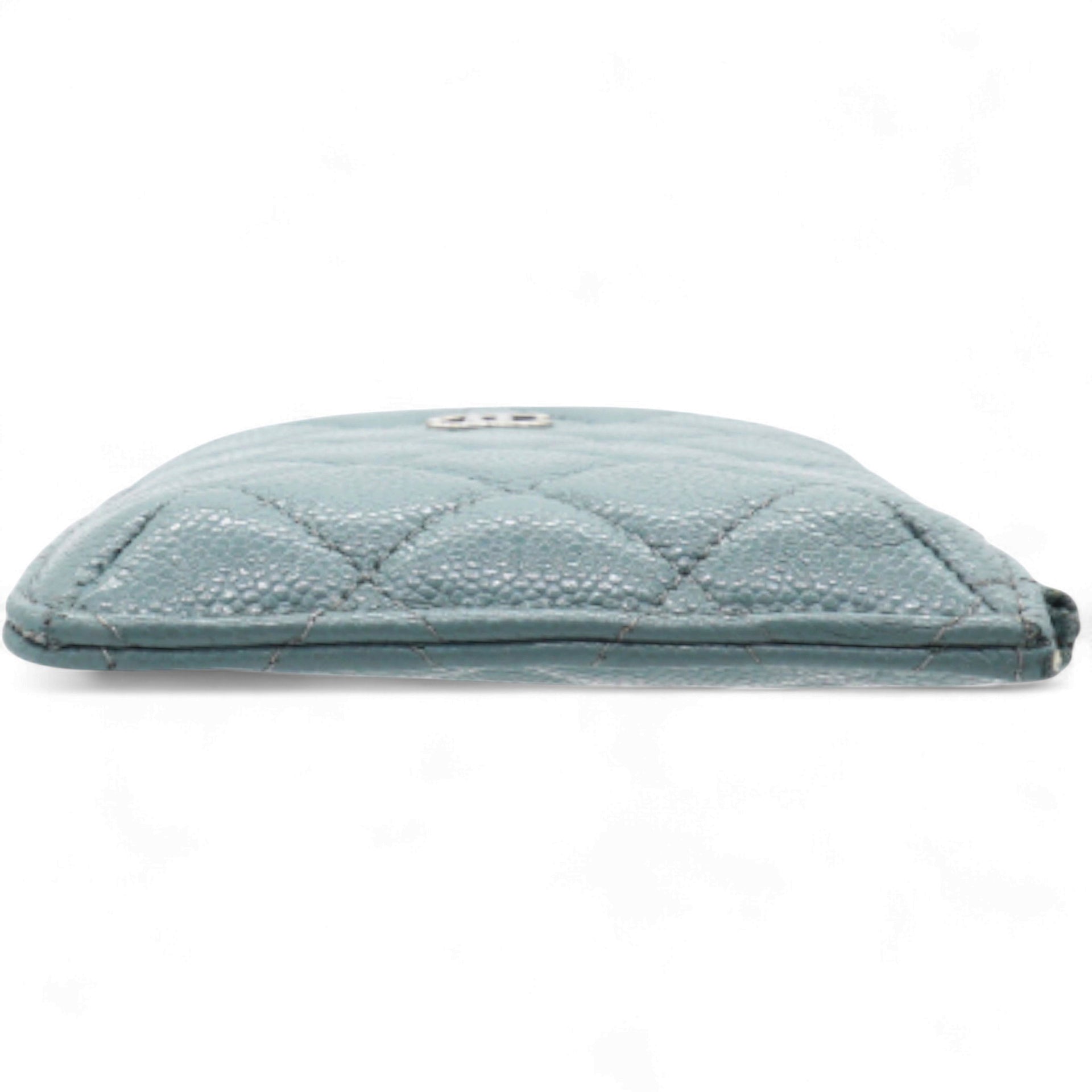 Caviar Quilted Classic Flat Wallet Pouch Light Blue