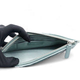Caviar Quilted Classic Flat Wallet Pouch Light Blue