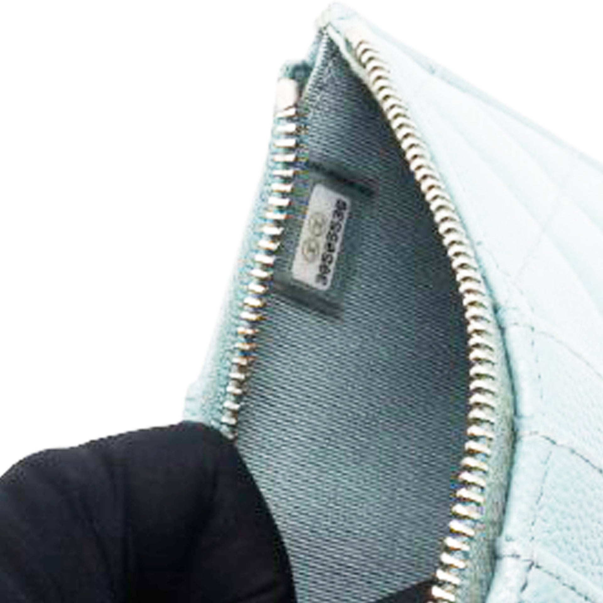 Caviar Quilted Classic Flat Wallet Pouch Light Blue