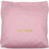 Shiny Quilted Chanel 22 Drawstring Bag Pink large