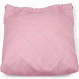 Shiny Quilted Chanel 22 Drawstring Bag Pink large