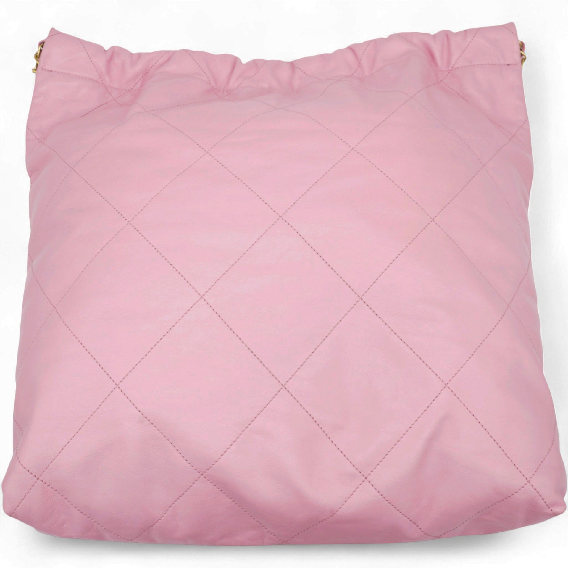 Shiny Quilted Chanel 22 Drawstring Bag Pink large