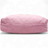 Shiny Quilted Chanel 22 Drawstring Bag Pink large