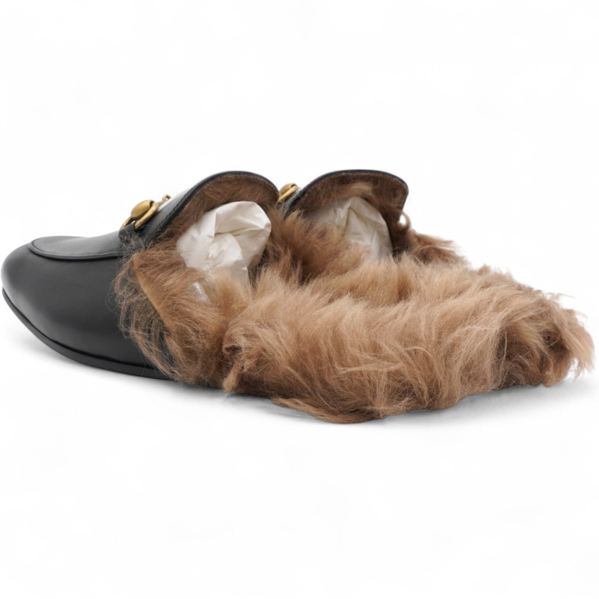 Fur Mens Princetown Slippers Black 6