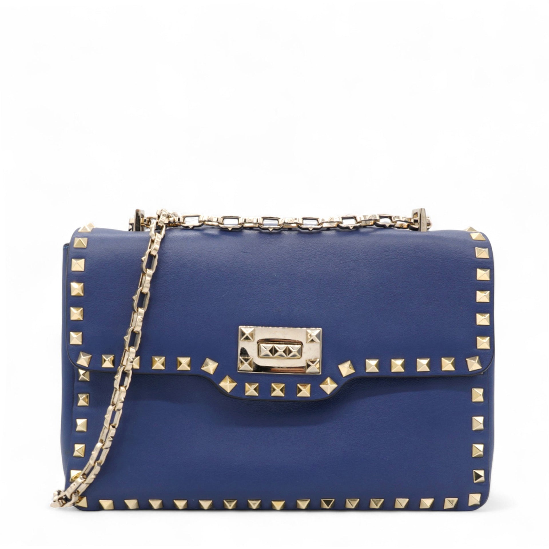 Garavani Rockstud Overlay Flap Shoulder Bag Blue Delft
