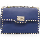 Garavani Rockstud Overlay Flap Shoulder Bag Blue Delft