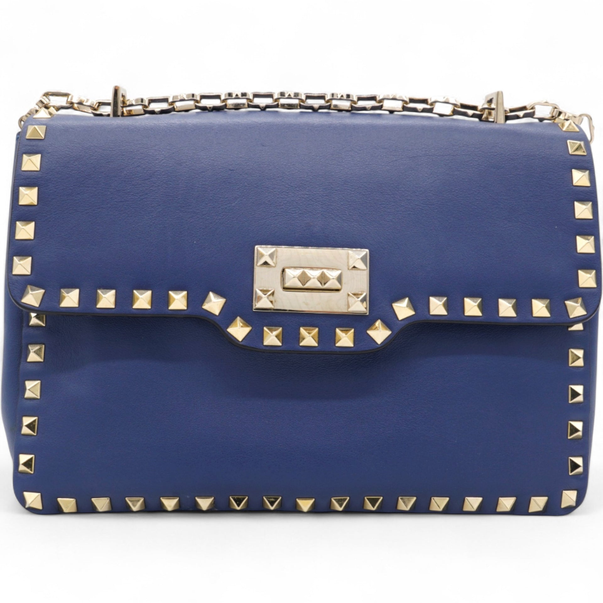 Garavani Rockstud Overlay Flap Shoulder Bag Blue Delft