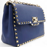 Garavani Rockstud Overlay Flap Shoulder Bag Blue Delft