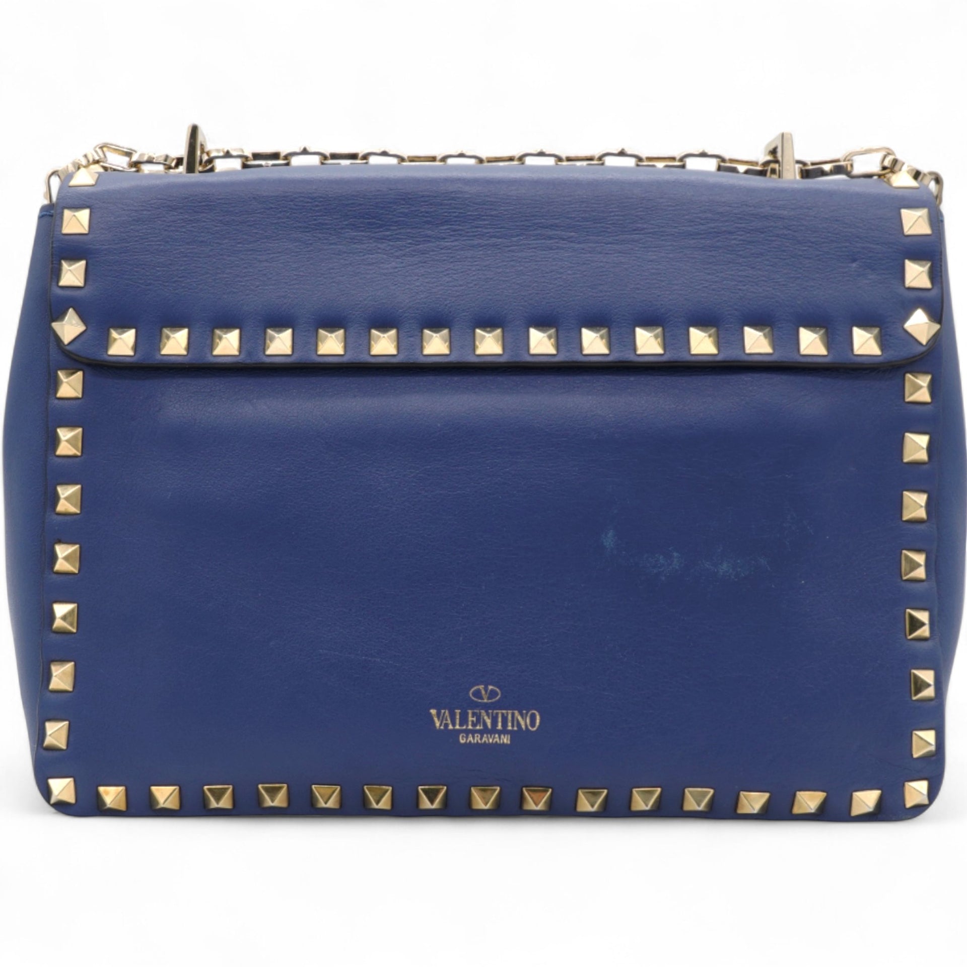 Garavani Rockstud Overlay Flap Shoulder Bag Blue Delft