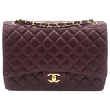 Burgundy Quilted Lambskin Leather Maxi Classic Double Flap Bag