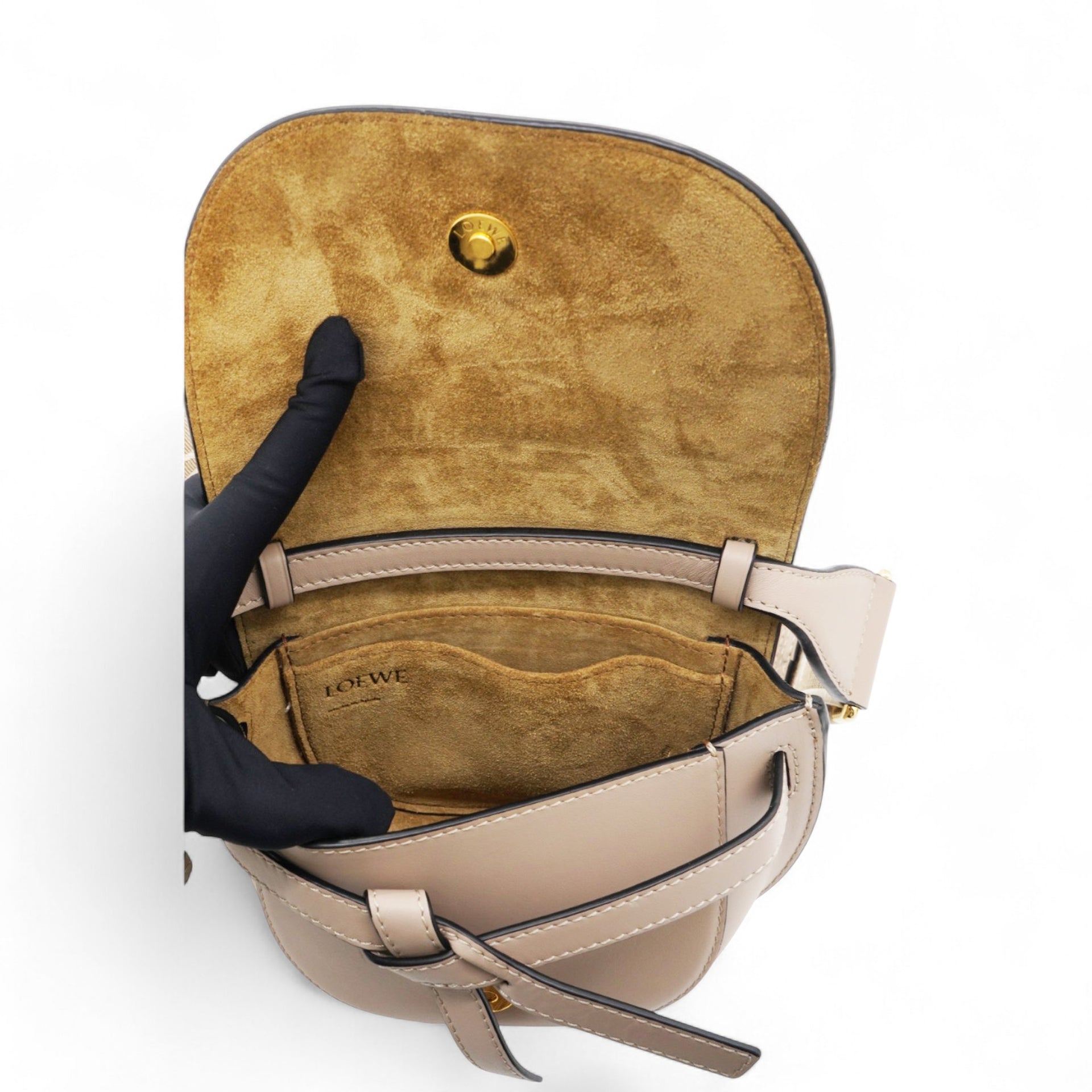 Mini Gate Dual Bag In Soft Leather And Jacquard