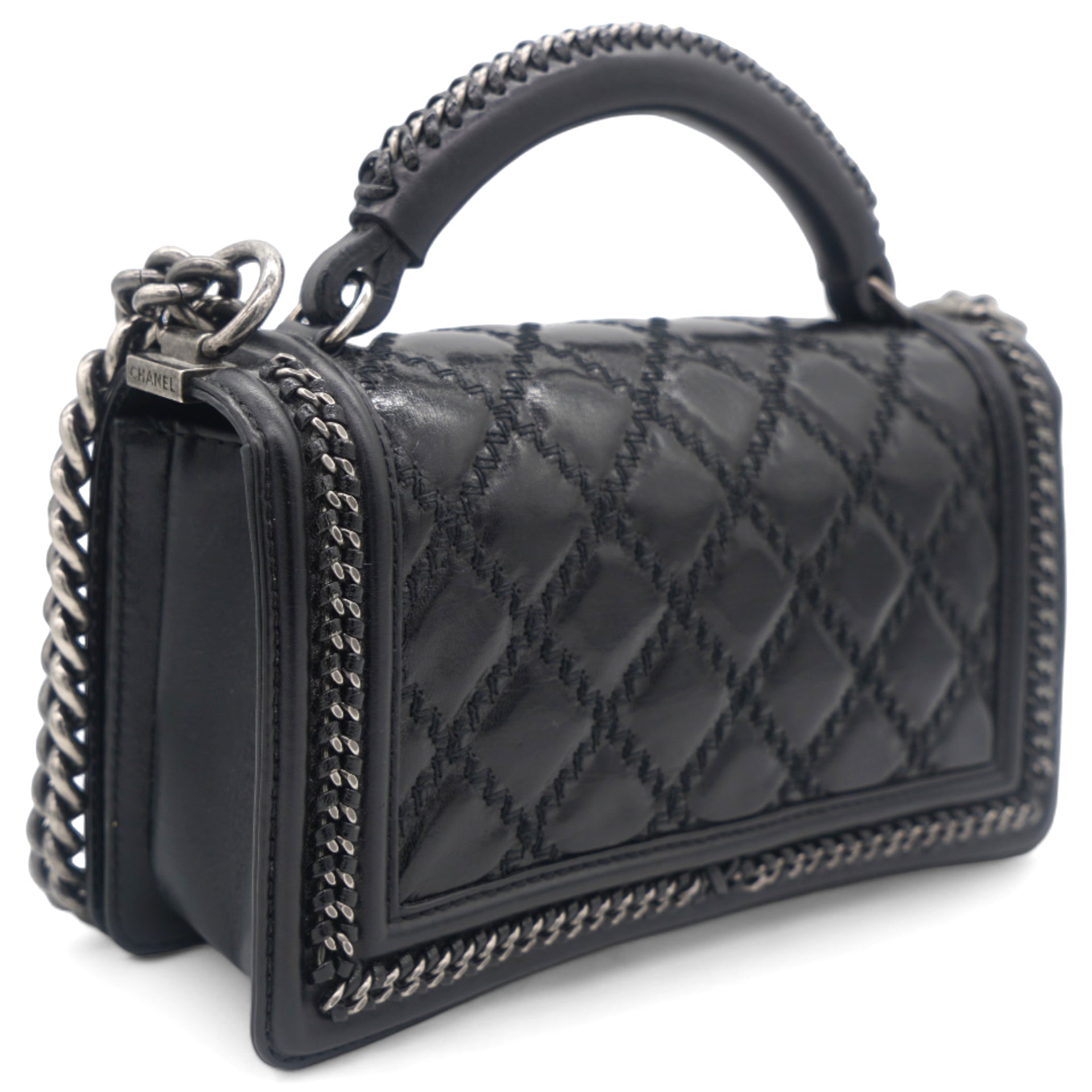 Chanel Boy Top Handle Quilted Chain Medium Black – STYLISHTOP