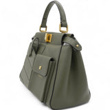Mini Peekaboo Utility Bag in Green Leather Olive Green