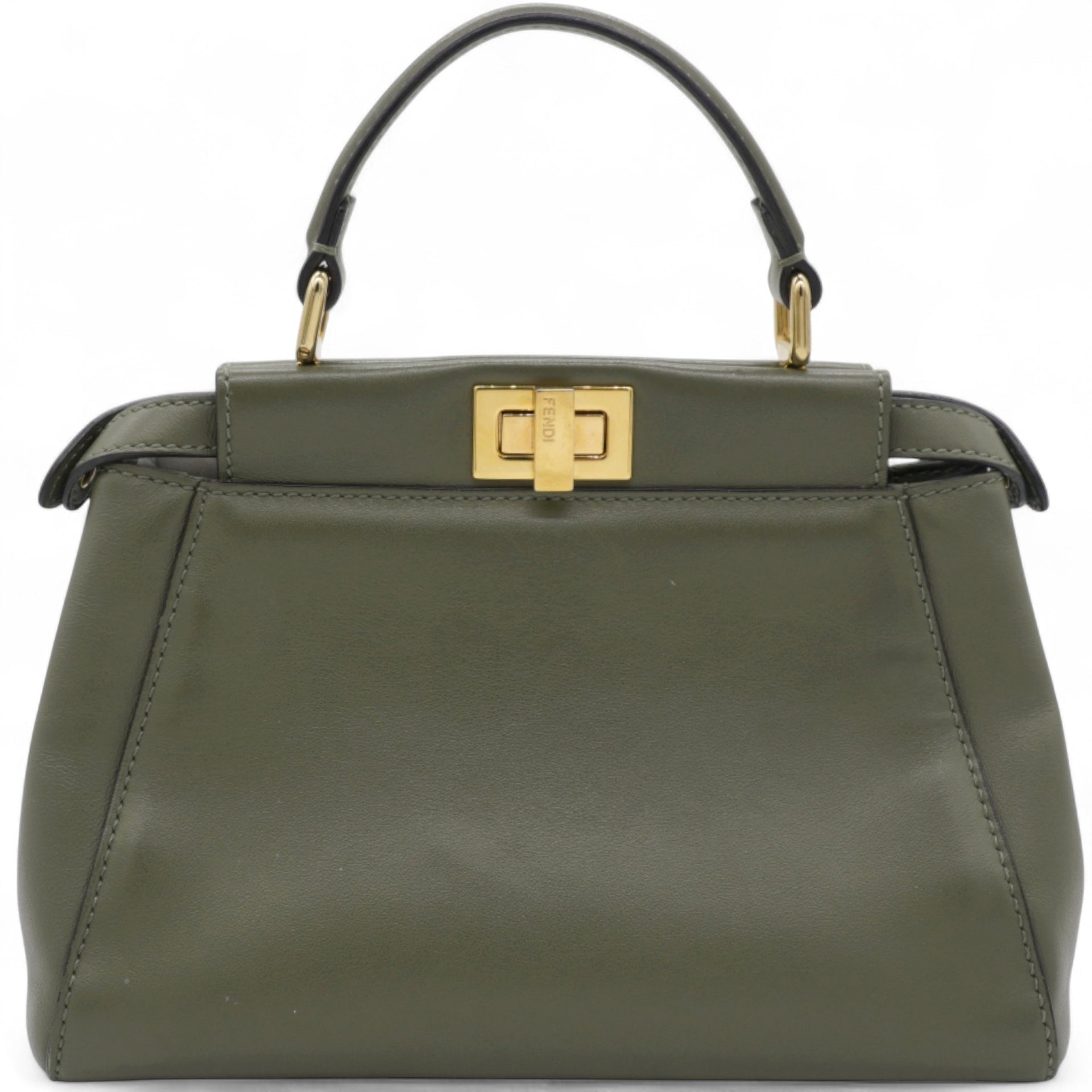 Mini Peekaboo Utility Bag in Green Leather Olive Green
