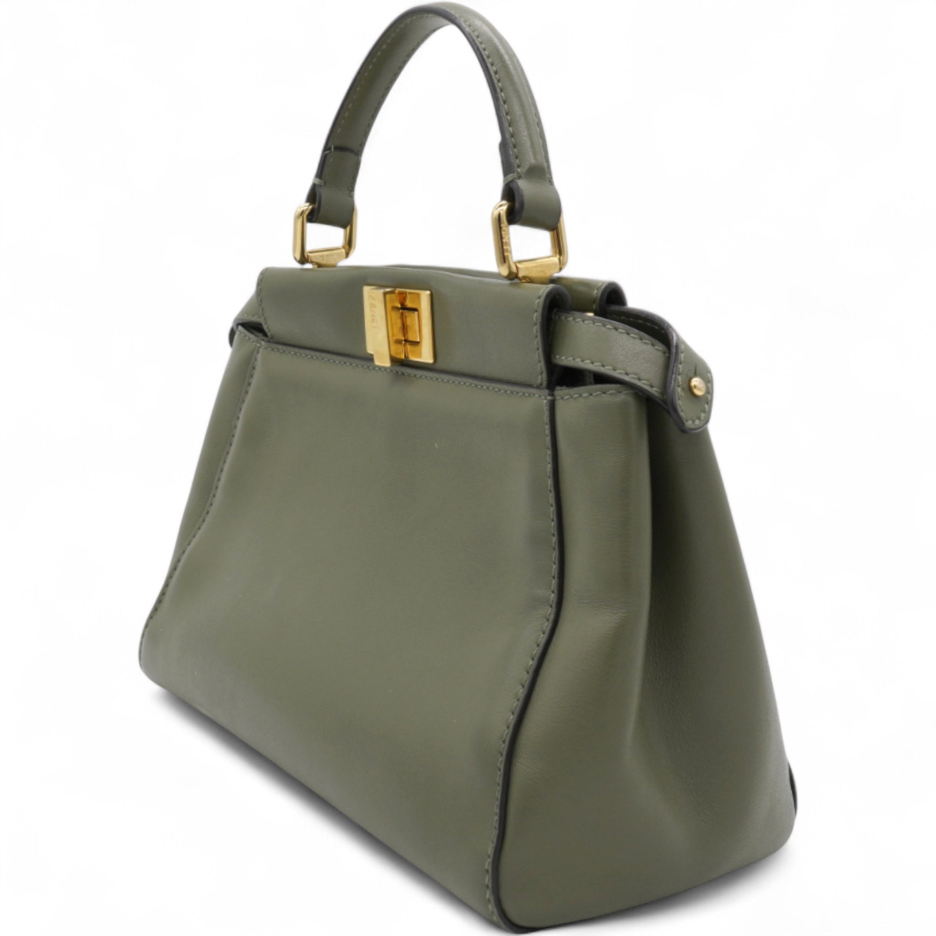 Mini Peekaboo Utility Bag in Green Leather Olive Green