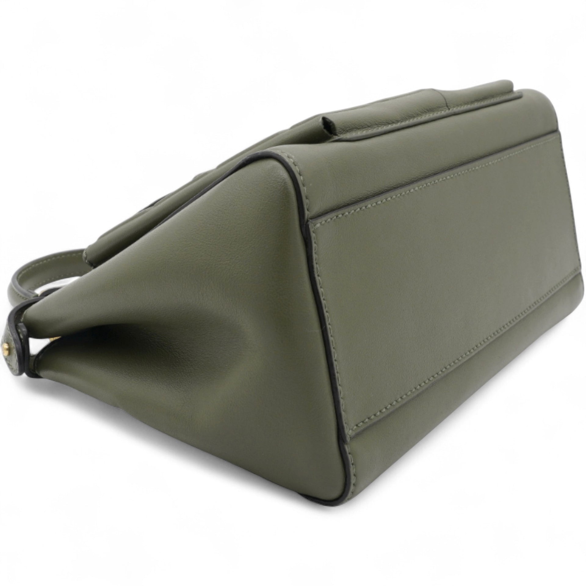 Mini Peekaboo Utility Bag in Green Leather Olive Green