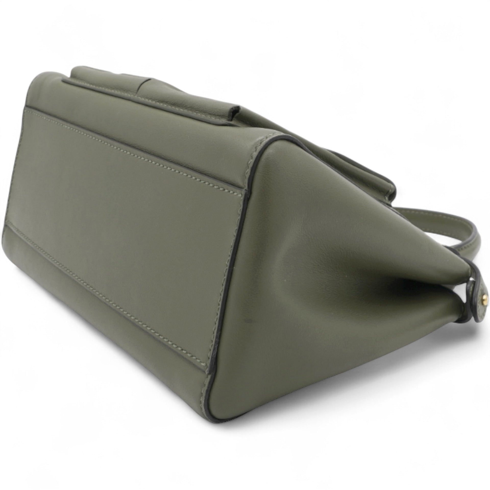 Mini Peekaboo Utility Bag in Green Leather Olive Green