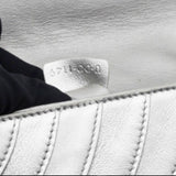 Open Box Laminated Quilted Leather Shoulder Bag Silver