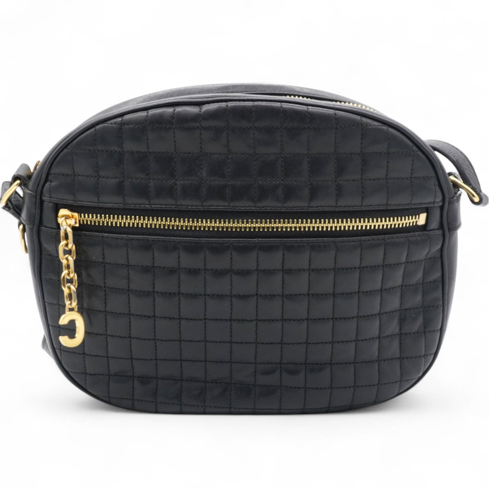 Quilted C Charm Bag Black
