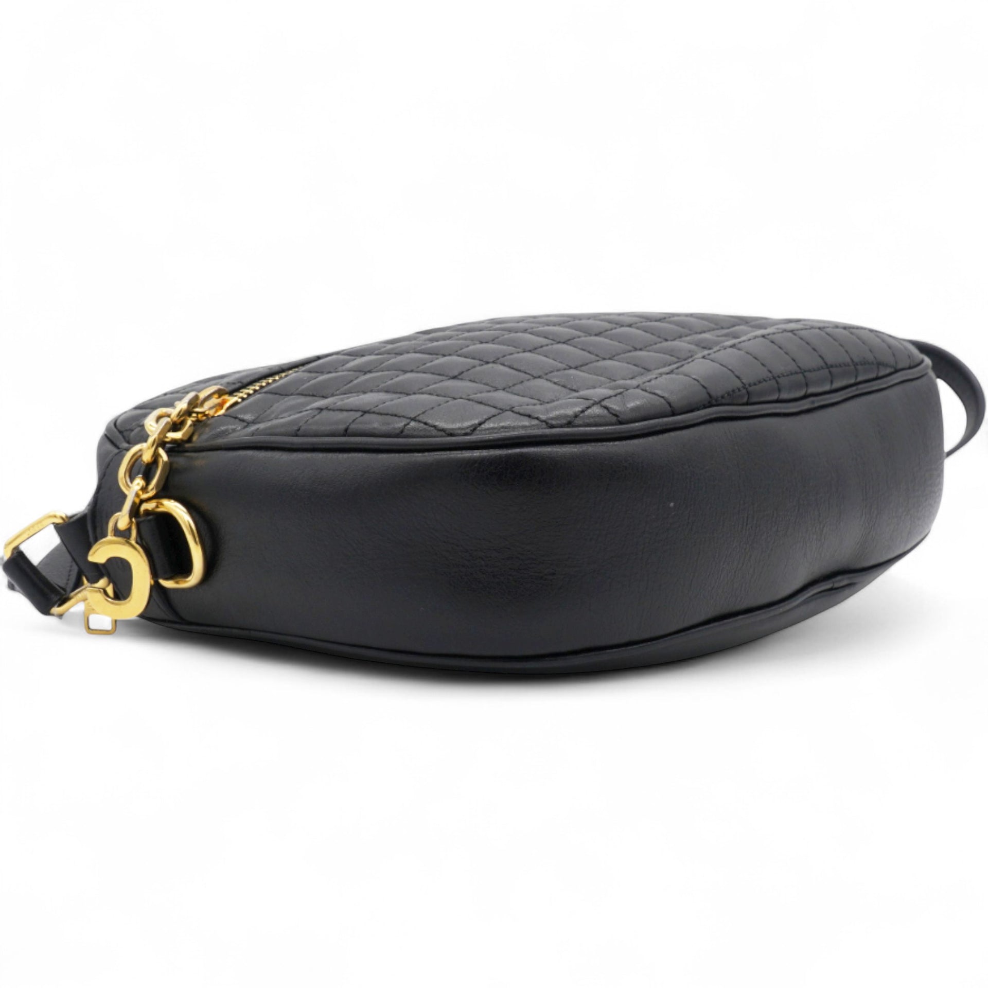 Quilted C Charm Bag Black