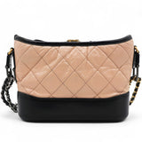 Aged Calfskin Quilted Small Gabrielle Hobo Beige Black