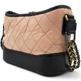 Aged Calfskin Quilted Small Gabrielle Hobo Beige Black