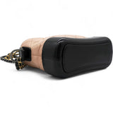 Aged Calfskin Quilted Small Gabrielle Hobo Beige Black