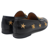 Goatskin Bee Star Embroidered Women Loafers Black 37