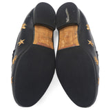 Goatskin Bee Star Embroidered Women Loafers Black 37