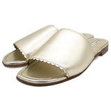 Manolo Blahnik Arcara Metallic Flat Slide Sandals, Gold 36