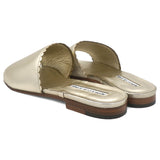 Manolo Blahnik Arcara Metallic Flat Slide Sandals, Gold 36