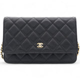 Caviar Classic Chain Wallet Black Dark