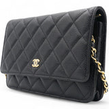 Caviar Classic Chain Wallet Black Dark