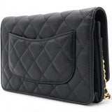 Caviar Classic Chain Wallet Black Dark