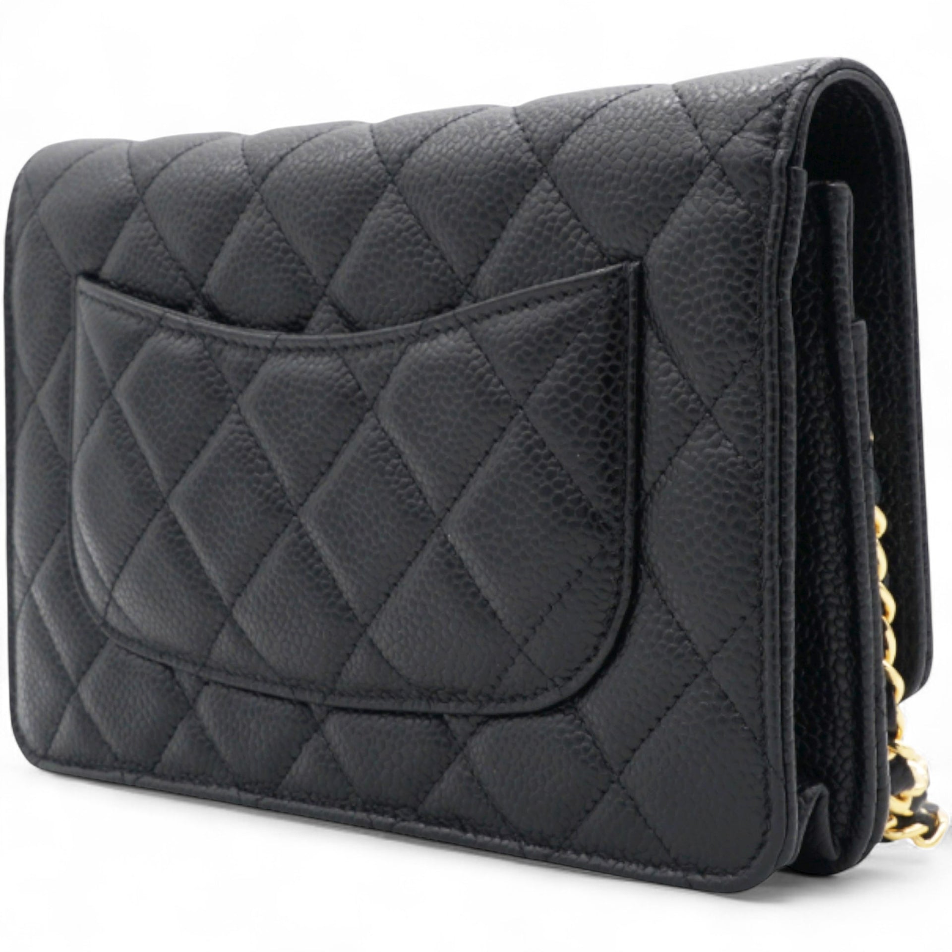 Caviar Classic Chain Wallet Black Dark