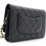 Caviar Classic Chain Wallet Black Dark