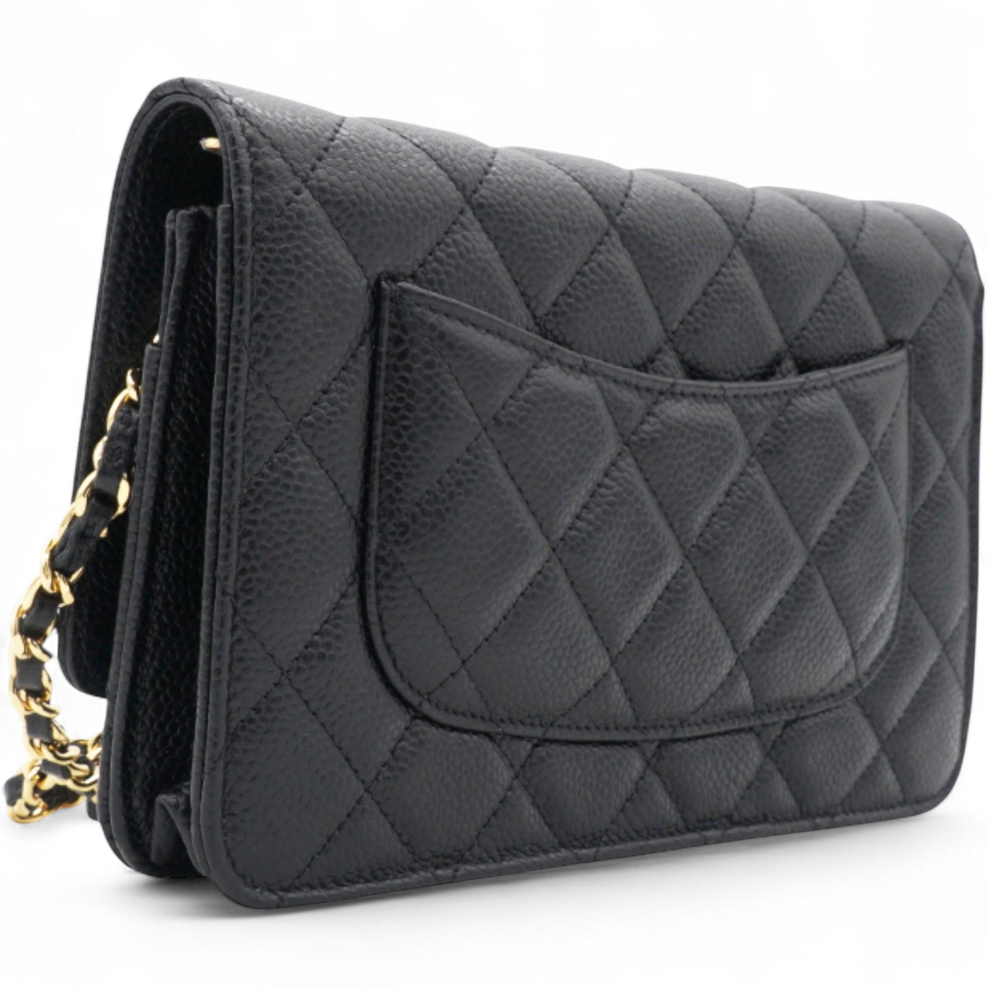 Caviar Classic Chain Wallet Black Dark