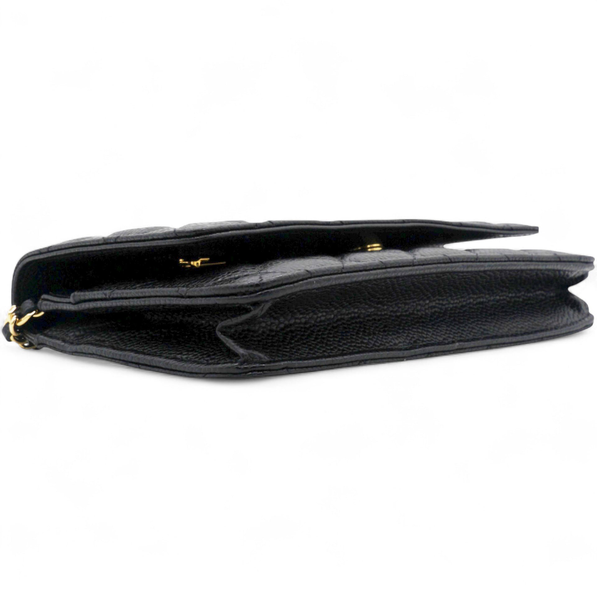 Caviar Classic Chain Wallet Black Dark