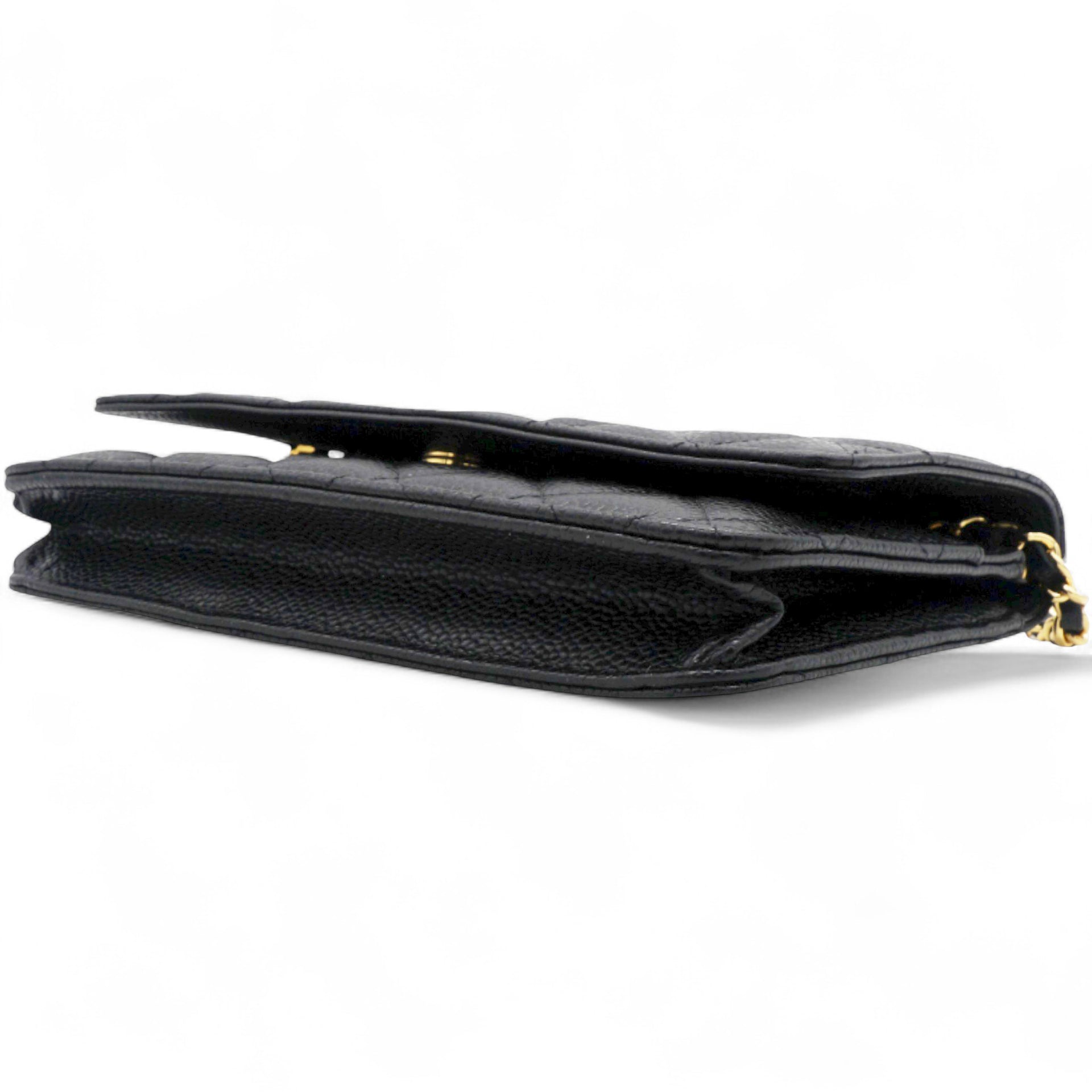 Caviar Classic Chain Wallet Black Dark