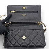 Caviar Classic Chain Wallet Black Dark