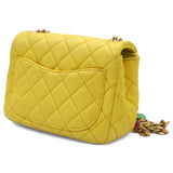 Lambskin Quilted Mini Jewellery Chain Strap Square Flap Yellow