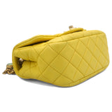 Lambskin Quilted Mini Jewellery Chain Strap Square Flap Yellow