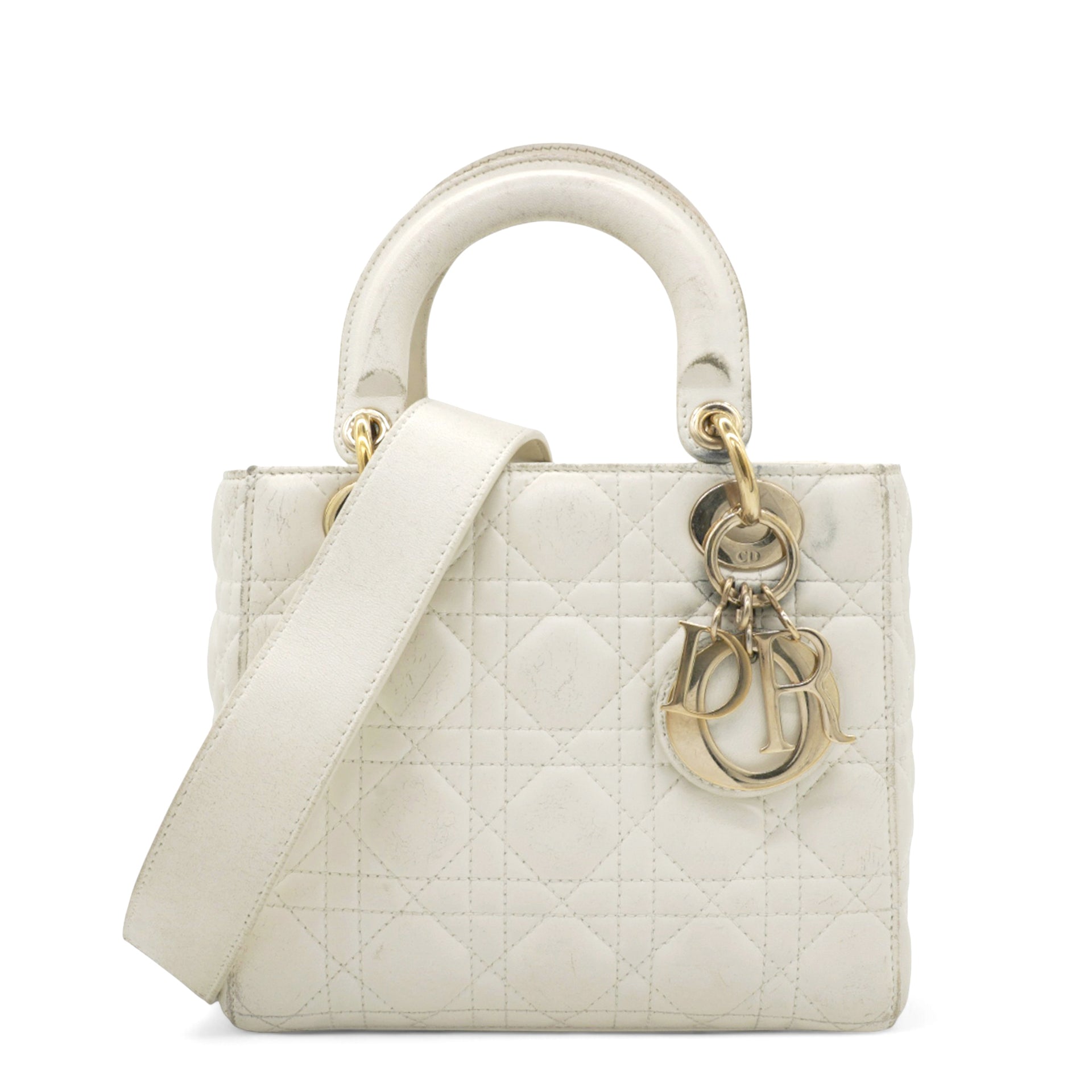 Lambskin Cannage Small Lady Dior White