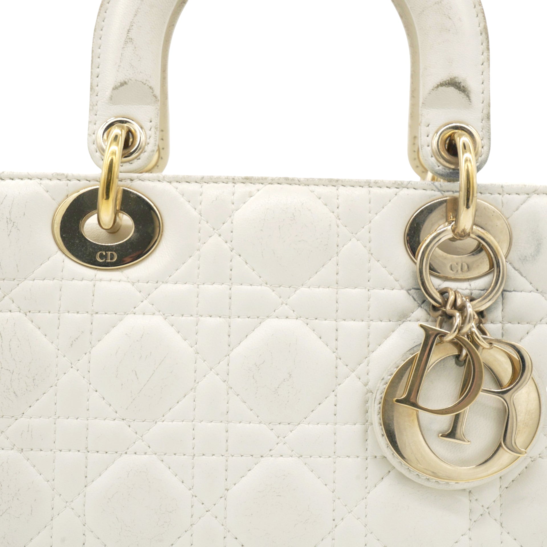 Lambskin Cannage Small Lady Dior White