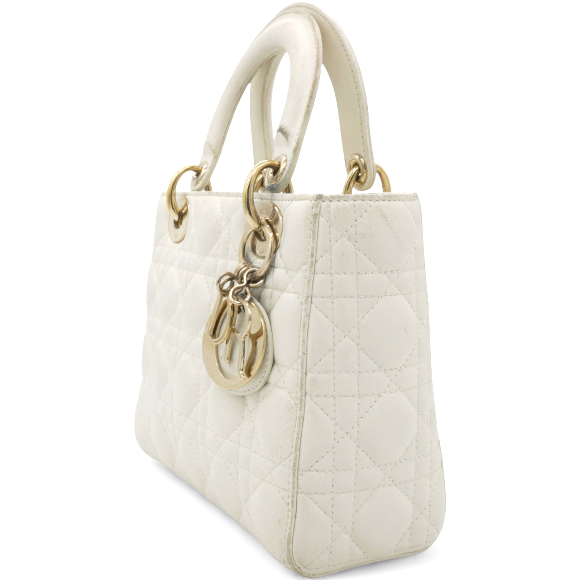 Lambskin Cannage Small Lady Dior White