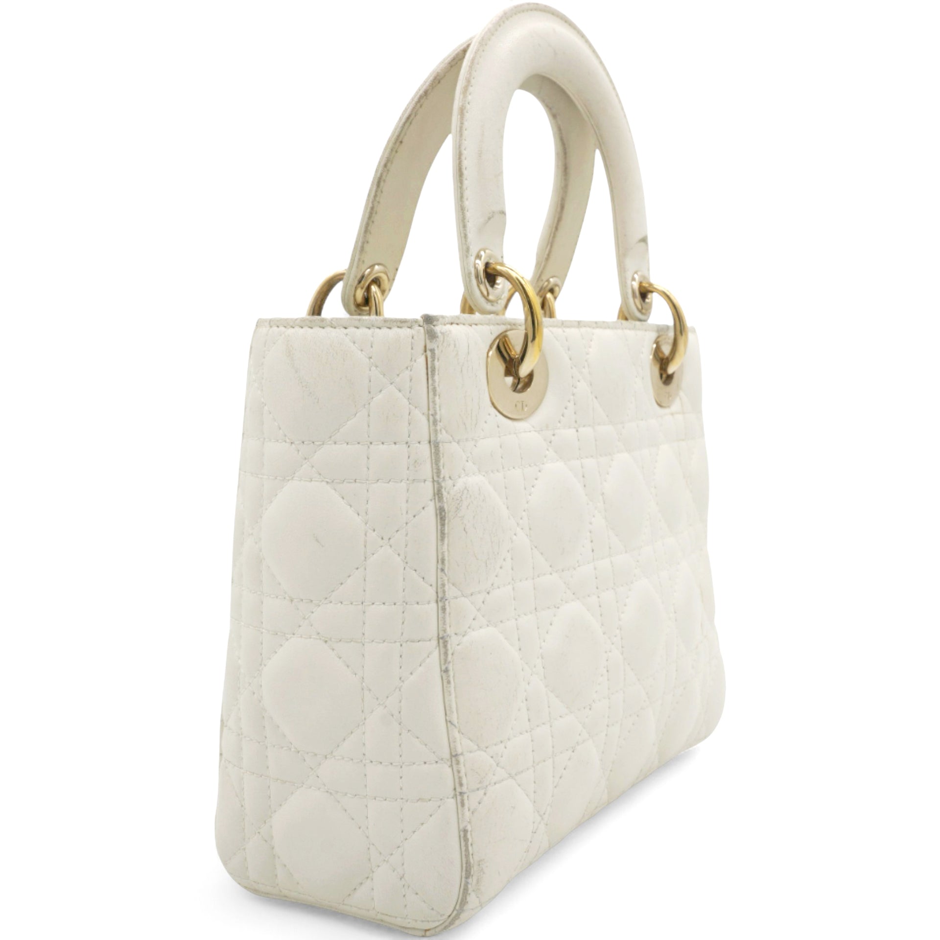 Lambskin Cannage Small Lady Dior White