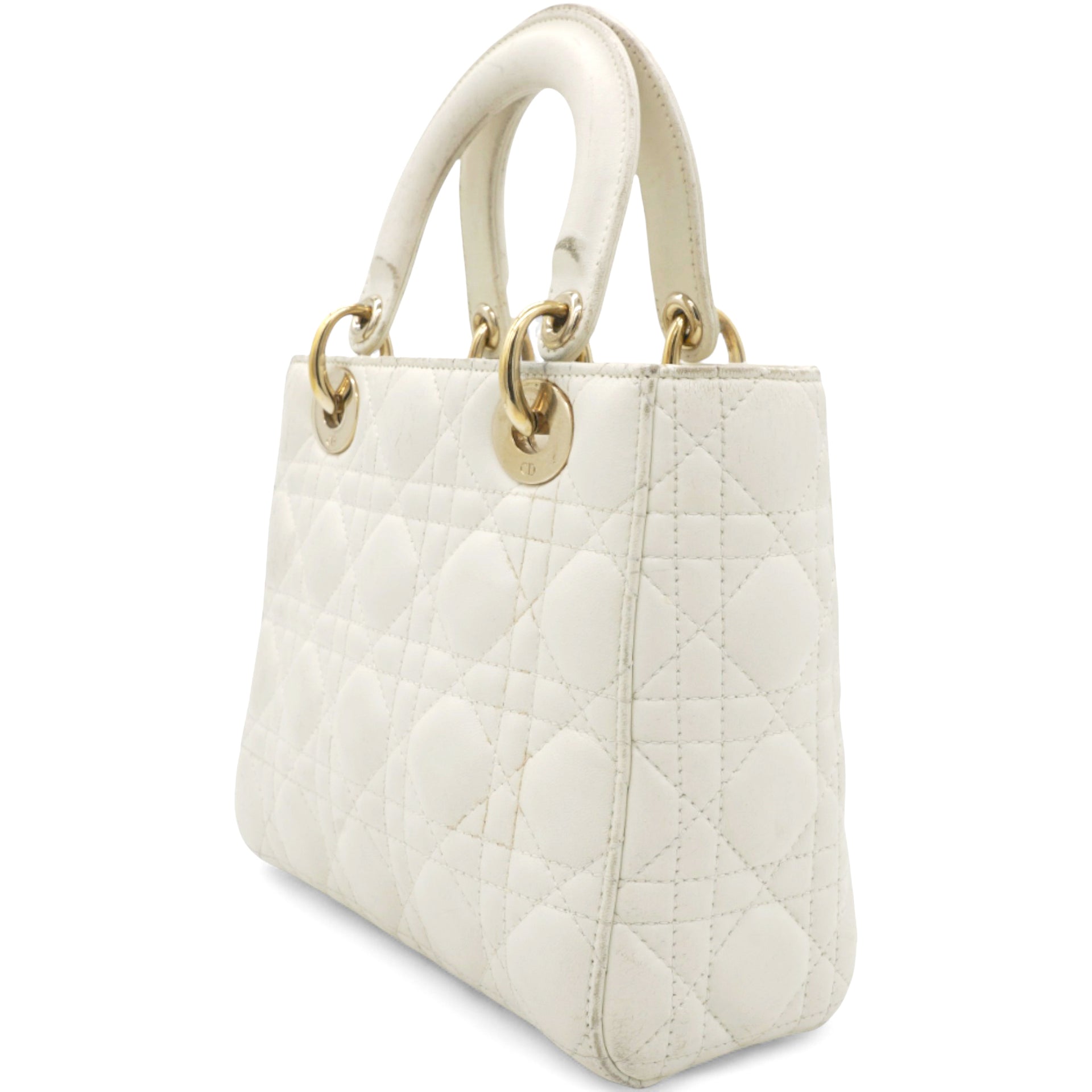 Lambskin Cannage Small Lady Dior White