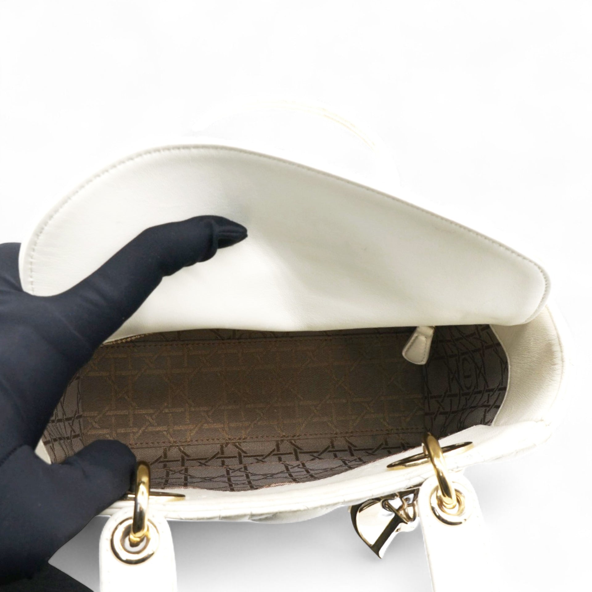 Lambskin Cannage Small Lady Dior White